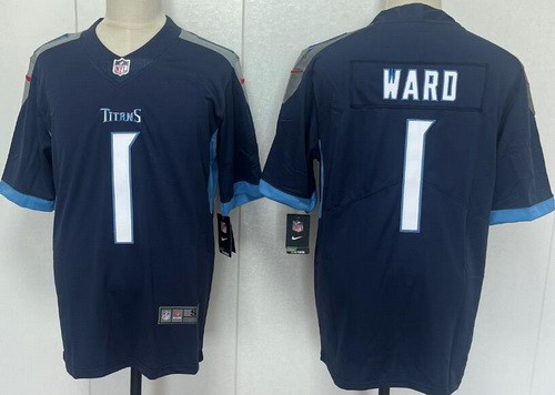 Men's Tennessee Titans #1 Cameron Ward Limited Navy Vapor Jersey