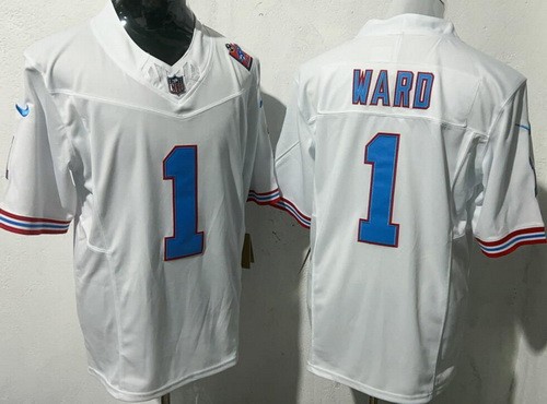 Men's Tennessee Titans #1 Cameron Ward Limited White Throwback FUSE Vapor Jersey