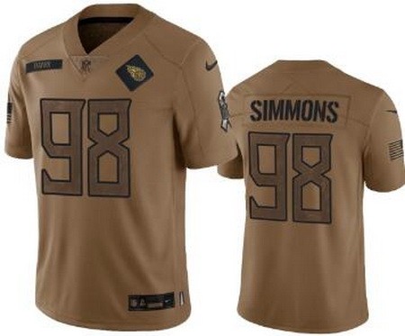 Men's Tennessee Titans #98 Jeffery Simmons Limited Brown 2023 Salute To Service Jersey