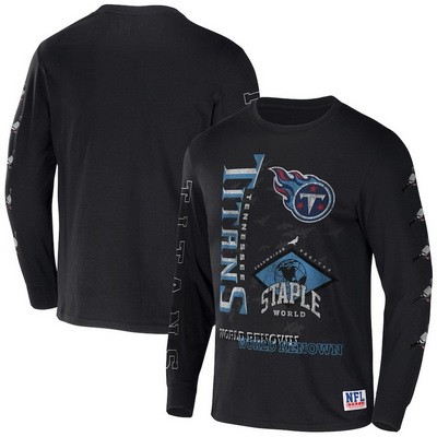 Men's Tennessee Titans Black NFL x Staple World Renowned Long Sleeve T Shirt