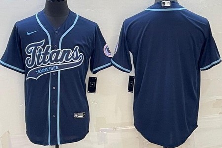 Men's Tennessee Titans Blank Navy Baseball Jersey