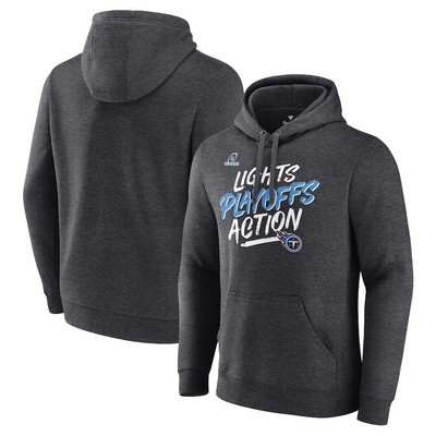 Men's Tennessee Titans Charcoal 2021 NFL Playoffs Bound Lights Action Pullover Hoodie
