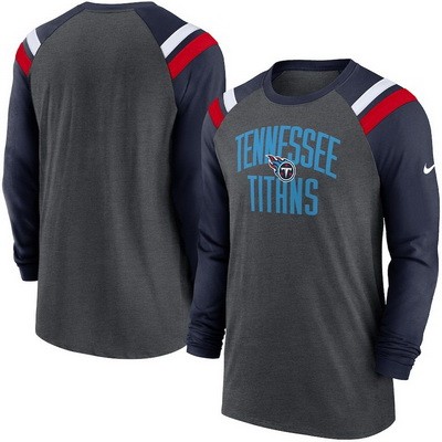 Men's Tennessee Titans Gray Tri Blend Raglan Athletic Long Sleeve T Shirt