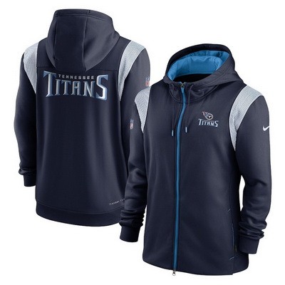 Men's Tennessee Titans Navy Gray Performance Sideline Lockup Full Zip Hoodie
