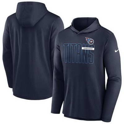 Men's Tennessee Titans Navy Lightweight Performance Hooded Long Sleeve T Shirt