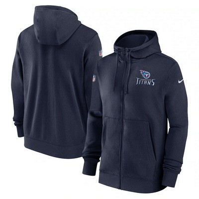 Men's Tennessee Titans Navy Sideline Club Performance Full Zip Hoodie