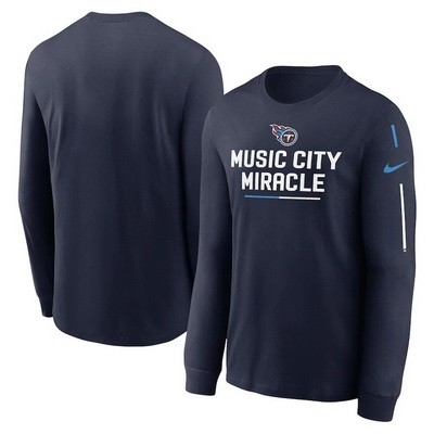 Men's Tennessee Titans Navy Team Slogan Long Sleeve T Shirt