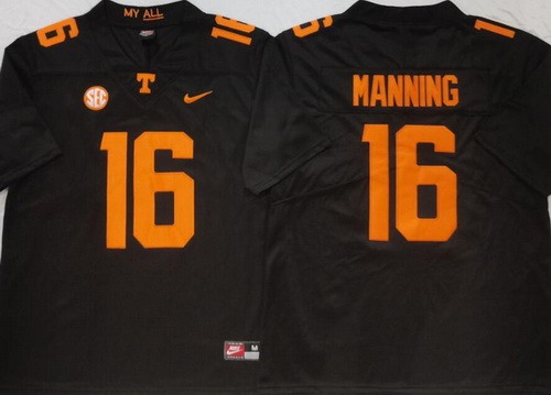 Men's Tennessee Volunteers #16 Peyton Manning Black College Football Jersey