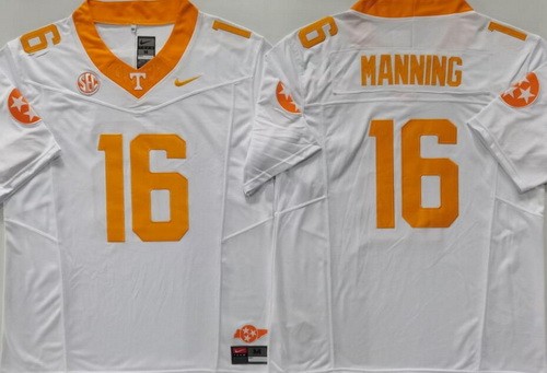 Men's Tennessee Volunteers #16 Peyton Manning White FUSE 2024 College Football Jersey