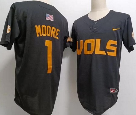 Men's Tennessee Volunteers #1 Christian Moore Black College Baseball Jersey