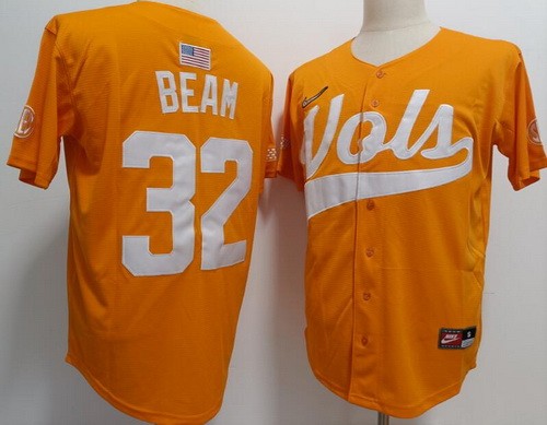 Men's Tennessee Volunteers #32 Drew Beam Orange College Baseball Jersey