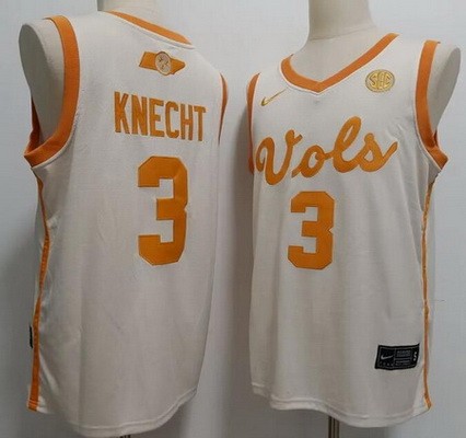Men's Tennessee Volunteers #3 Dalton Knecht White College Basketball Jersey