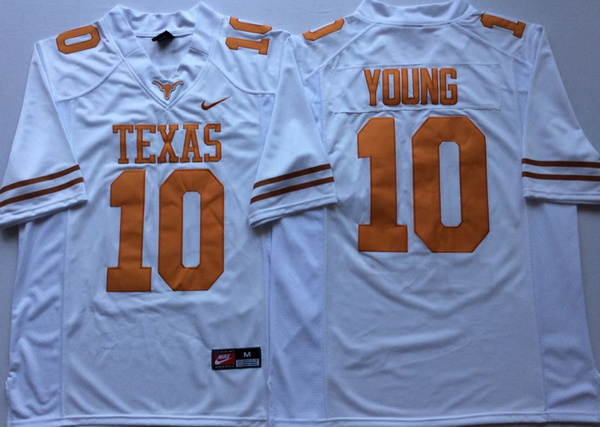 Men's Texas Longhorns #10 Vince Young White 2018 College Football Jersey