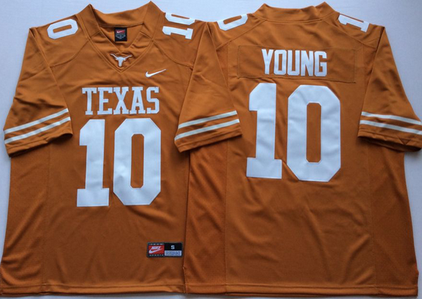 Men's Texas Longhorns #10 Vince Young Yellow 2018 College Football Jersey