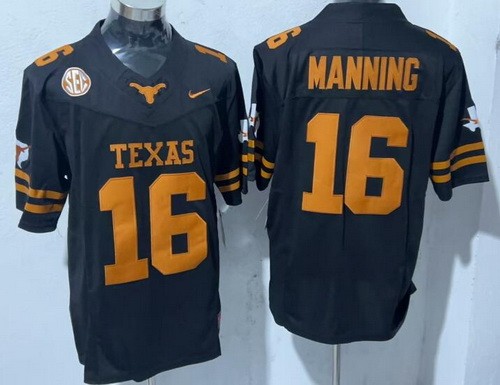 Men's Texas Longhorns #16 Arch Manning Black 2024 College Football Jersey