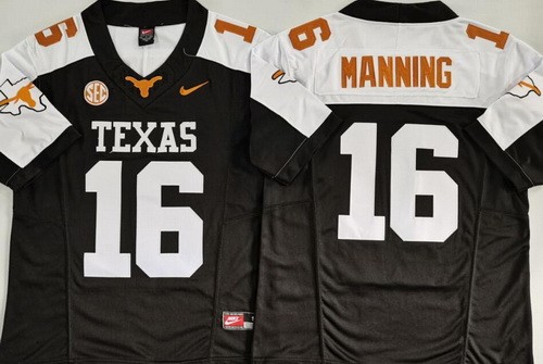 Men's Texas Longhorns #16 Arch Manning Black Alternate College Football Jersey