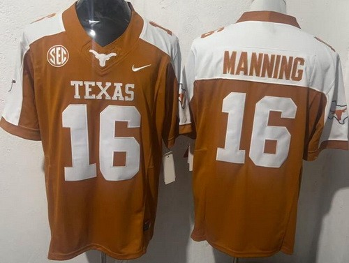 Men's Texas Longhorns #16 Arch Manning Orange Alternate FUSE College Football Jersey