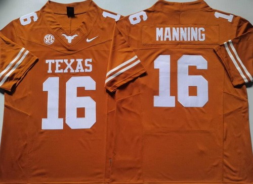Men's Texas Longhorns #16 Arch Manning Orange FUSE College Football Jersey