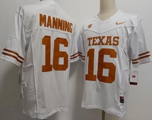 Men's Texas Longhorns #16 Arch Manning White FUSE College Football Jersey