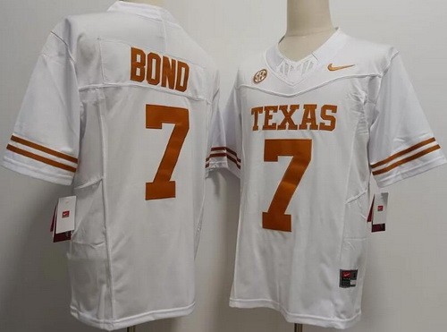 Men's Texas Longhorns #7 Isaiah Bond White FUSE College Football Jersey