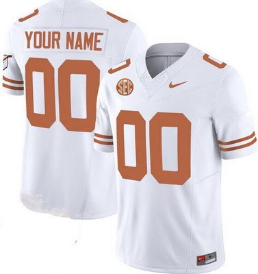 Men's Texas Longhorns Custom Limited White FUSE College Football Jersey