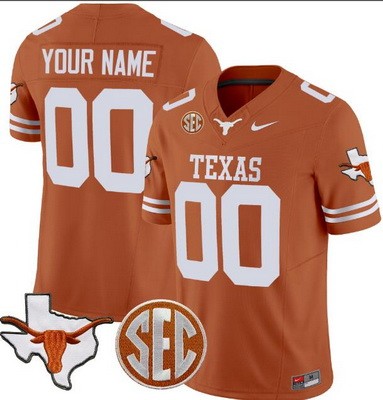 Men's Texas Longhorns Custom Limited Yellow Fashion FUSE College Football Jersey