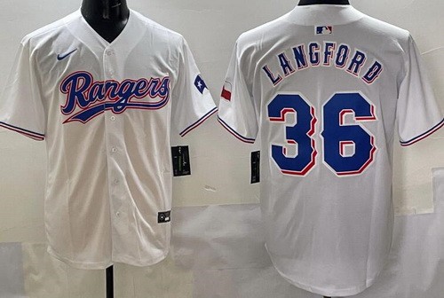 Men's Texas Rangers #36 Wyatt Langford White Limited Jersey