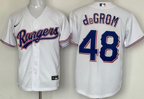 Men's Texas Rangers #48 Jacob deGrom White Cool Base Jersey
