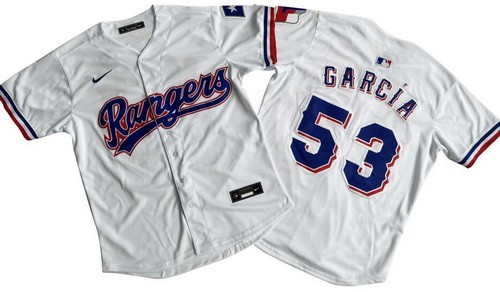 Men's Texas Rangers #53 Adolis Garcia White Limited Jersey