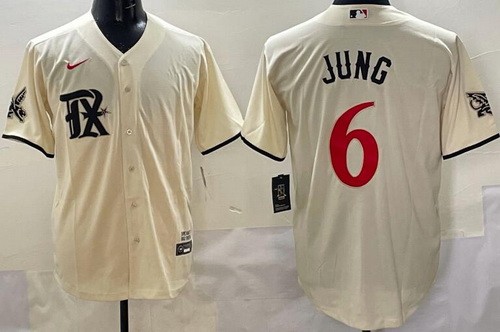 Men's Texas Rangers #6 Josh Jung Cream 2023 City Connect Player Name Cool Base Jersey