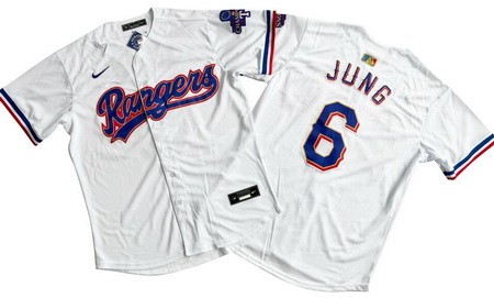 Men's Texas Rangers #6 Josh Jung White 2024 Gold Collection Limited Cool Base Jersey