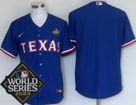Men's Texas Rangers Blank Royal 2023 World Series Cool Base Jersey