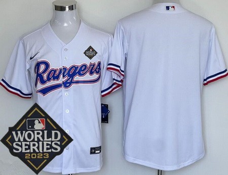 Men's Texas Rangers Blank White 2023 World Series Cool Base Jersey