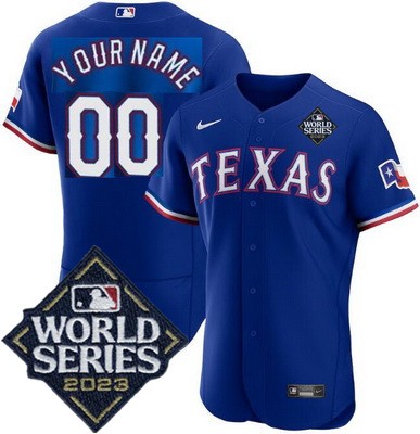 Men's Texas Rangers Customized Blue 2023 World Series Authentic Jersey