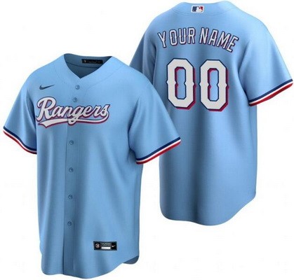 Men's Texas Rangers Customized Light Blue Cool Base Jersey