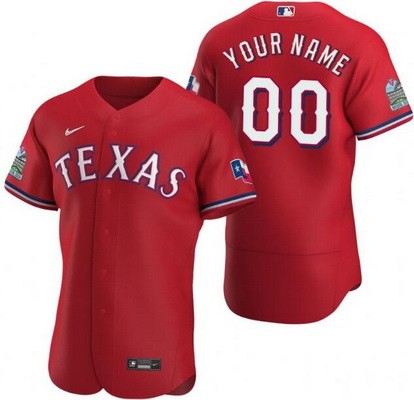 Men's Texas Rangers Customized Red 2020 Inaugural Season Authentic Jersey