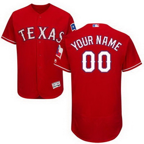 Men's Texas Rangers Customized Red FlexBase Jersey