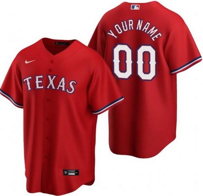 Men's Texas Rangers Customized Red Nike Cool Base Jersey