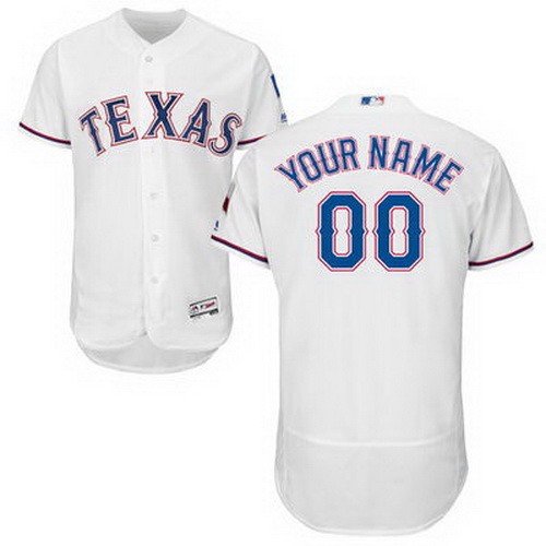 Men's Texas Rangers Customized White FlexBase Jersey