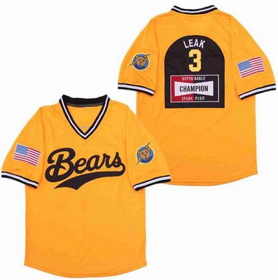 Men's The Bad News Bears #3 Leak Champion Yellow Baseball Jersey