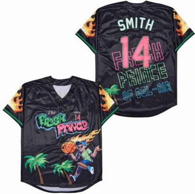 Men's The Fresh Prince Bel Air Academy #14 Will Smith Black Anniversary Baseball Jersey