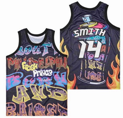 Men's The Fresh Prince Bel Air Academy #14 Will Smith Black South Philly Basketball Jersey