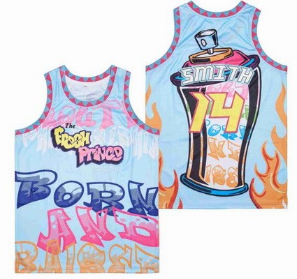 Men's The Fresh Prince Bel Air Academy #14 Will Smith Blue South Philly Basketball Jersey