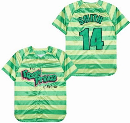 Men's The Fresh Prince Bel Air Academy #14 Will Smith Green Yellow Baseball Jersey