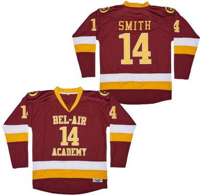Men's The Fresh Prince Bel Air Academy #14 Will Smith Red Hockey Jersey