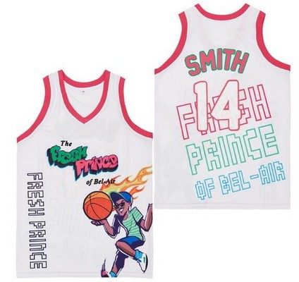 Men's The Fresh Prince Bel Air Academy #14 Will Smith White Anniversary Basketball Jersey