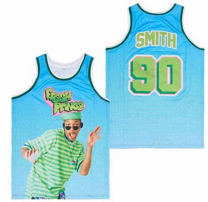 Men's The Fresh Prince of Bel Air #90 Will Smith Blue Basketball Jersey