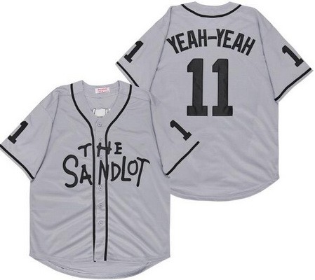 Men's The Sandlot #11 Yeah Yeah Gray Baseball Jersey