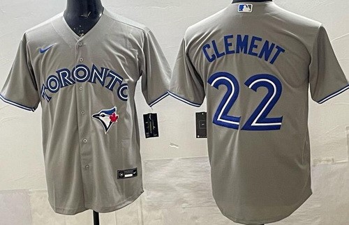 Men's Toronto Blue Jays #22 Ernie Clement Gray Cool Base Jersey