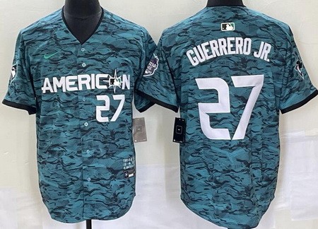 Men's Toronto Blue Jays #27 Vladimir Guerrero Jr Aqua 2023 All Star Cool Base Jersey
